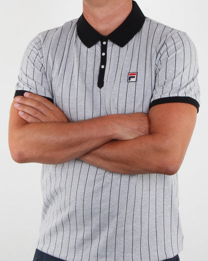 Fila Vintage Bb1 Polo Shirt Light Grey Marl