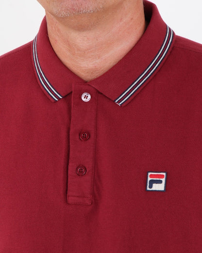 Fila Vintage Tipped Polo Shirt Tibetan Red