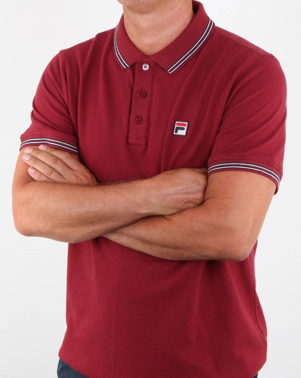 Fila Vintage Tipped Polo Shirt Tibetan Red