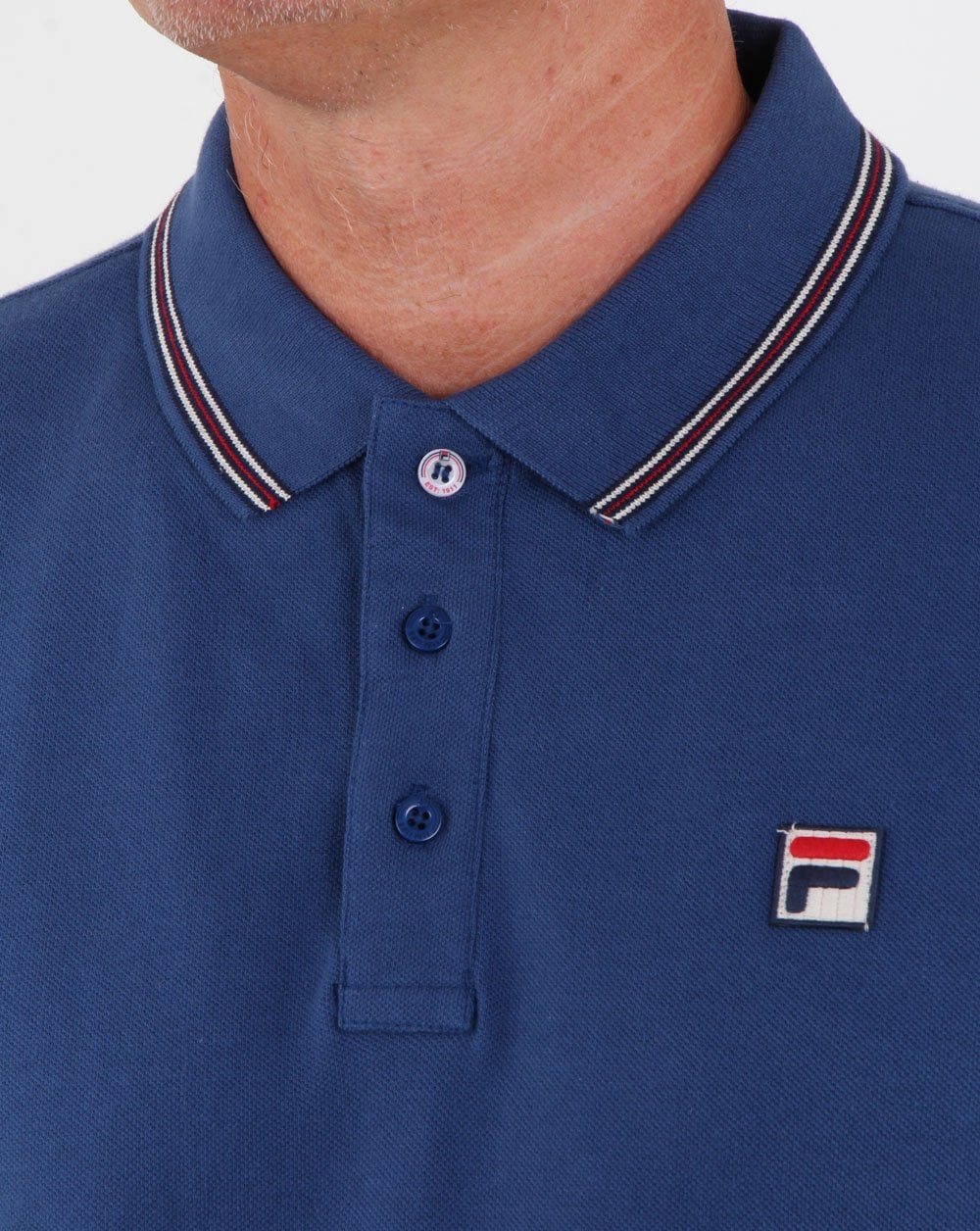 Fila Vintage Tipped Polo Shirt Mid Blue