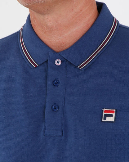 Fila Vintage Tipped Polo Shirt Mid Blue
