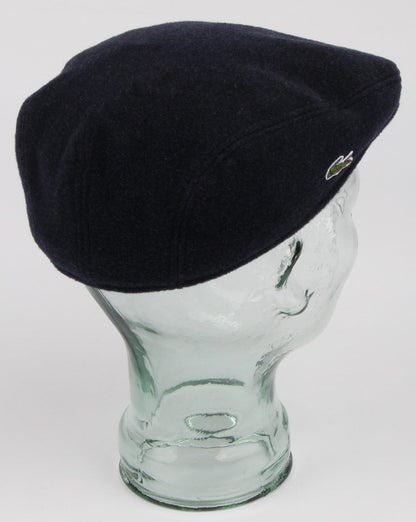 Lacoste Wool Broadcloth Flat Cap Navy