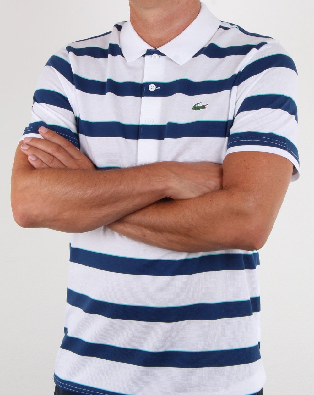 Lacoste Striped Polo Shirt White/Blue