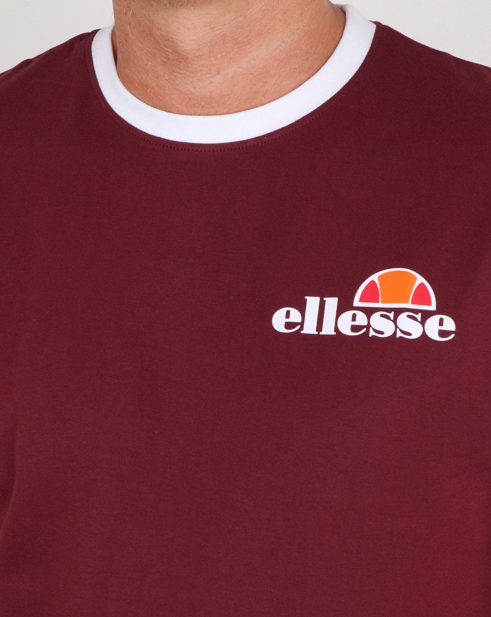 Ellesse Ringer T Shirt Burgundy White