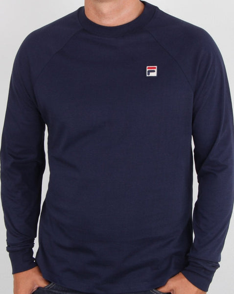 Fila Vintage Long Sleeve T Shirt Navy Blue