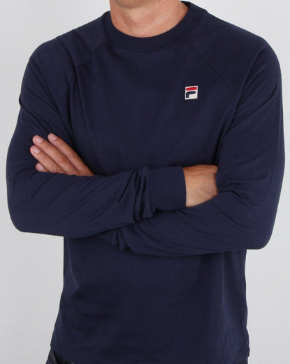 Fila Vintage Long Sleeve T Shirt Navy Blue