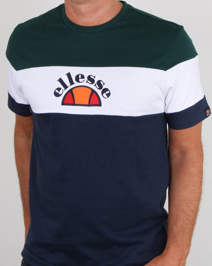Ellesse Block T Shirt Navy/Green/white