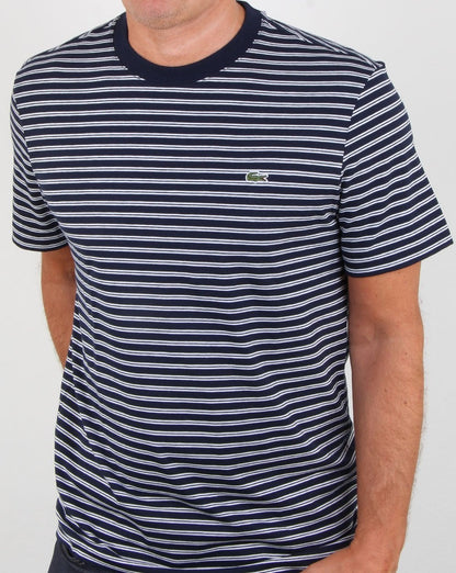 Lacoste Stripe T-shirt Navy/White