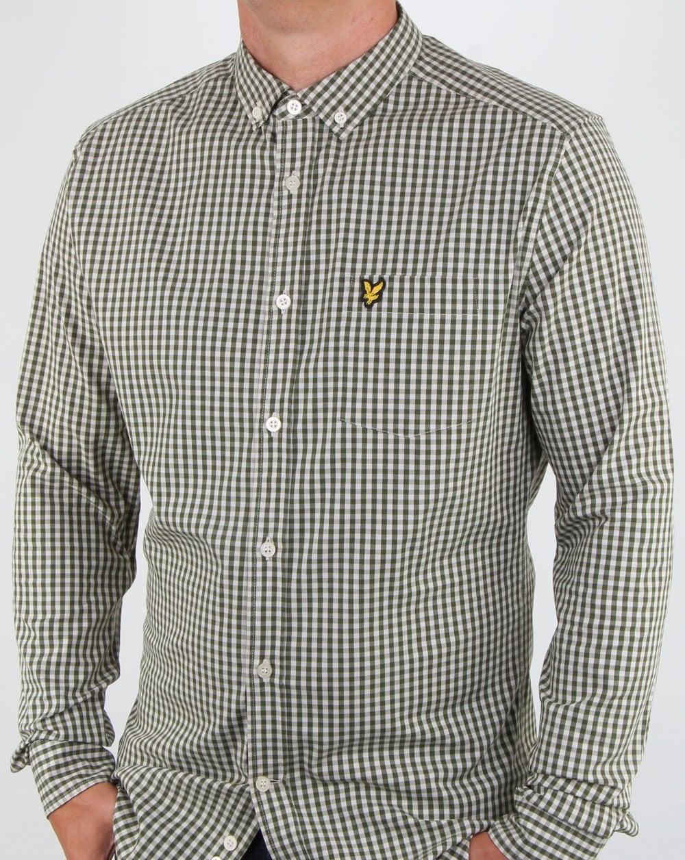 Lyle And Scott Gingham Shirt Woodland Green
