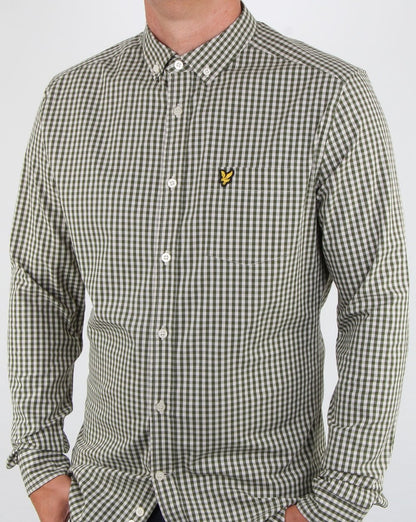 Lyle And Scott Gingham Shirt Woodland Green