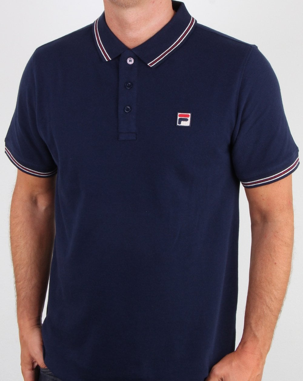 Fila Vintage Classic Tipped Polo Shirt Navy