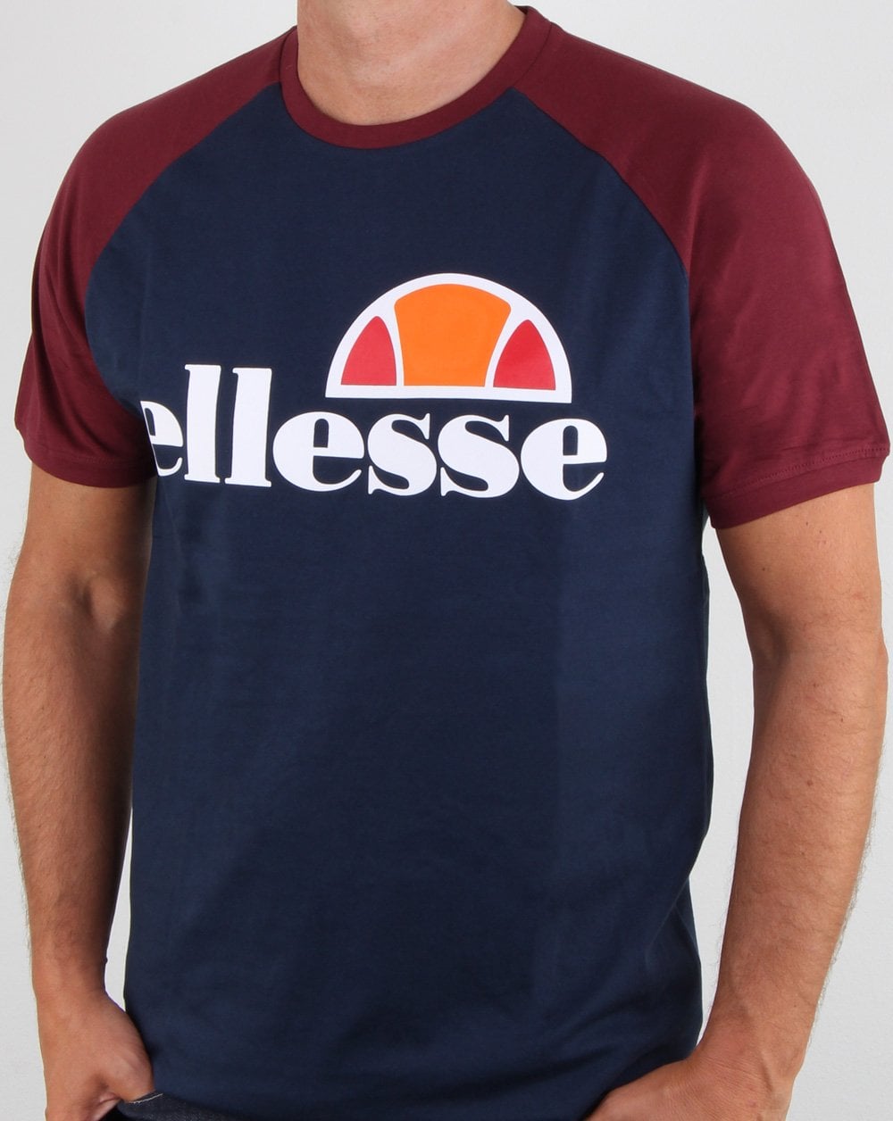 Ellesse Contrast T Shirt Navy Burgundy