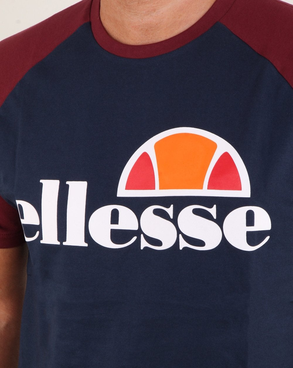 Ellesse Contrast T Shirt Navy Burgundy