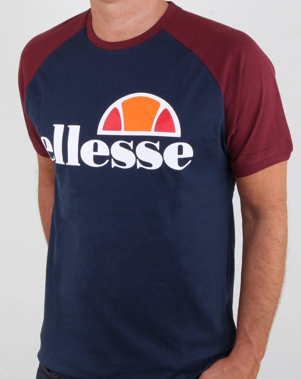 Ellesse Contrast T Shirt Navy Burgundy