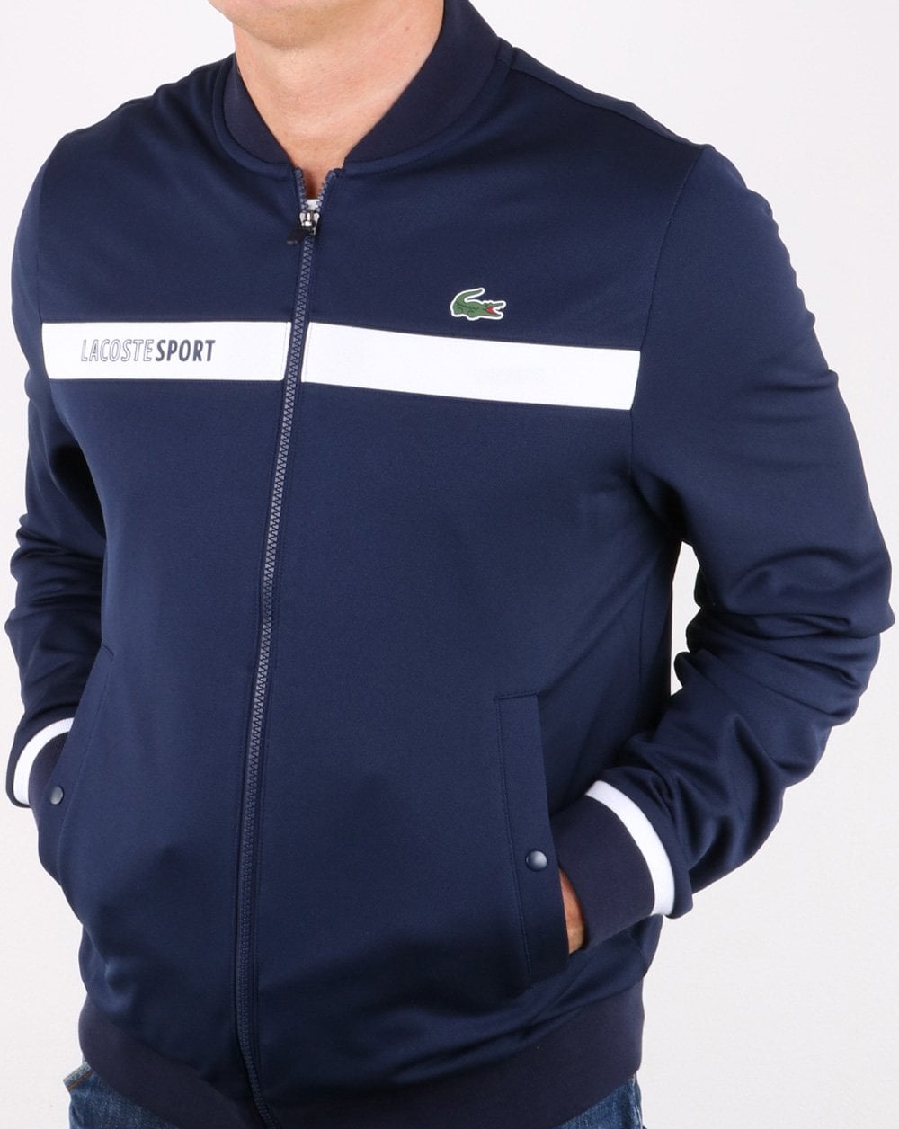 Lacoste Stripe Track Top Navy/white