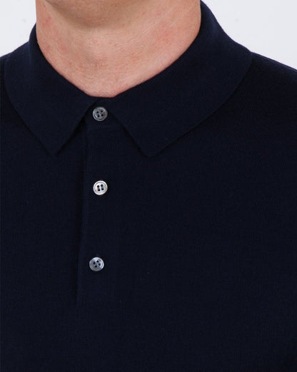 Aquascutum Kennington Long Sleeve Knitted Polo Navy