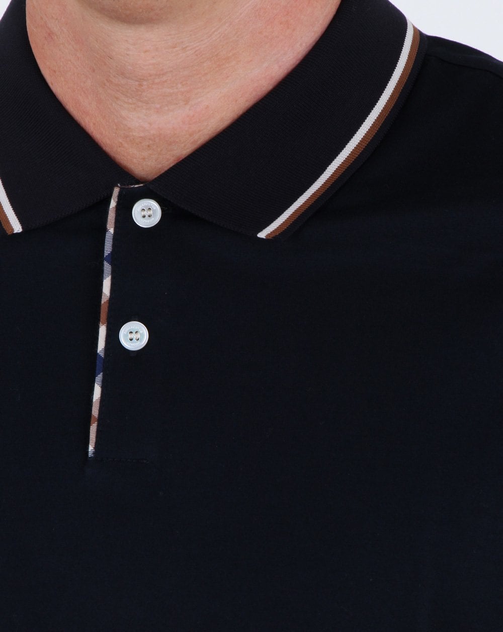 Aquascutum Bert Long Sleeve Polo Navy