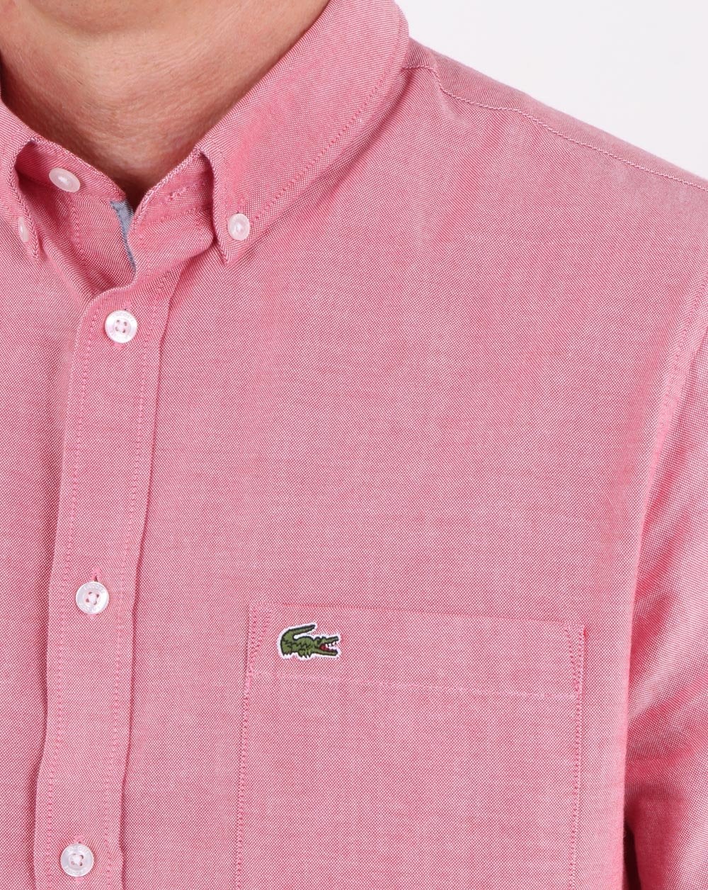 Lacoste Short Sleeve Oxford Shirt Fresh Pink