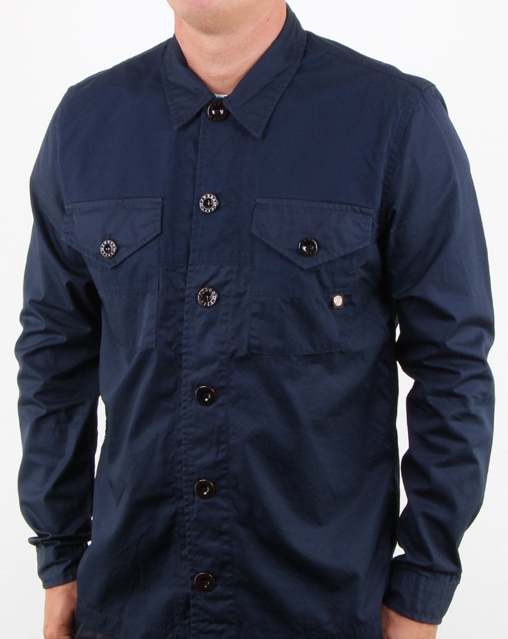 Pretty Green Robinia Long Sleeve Overshirt Navy