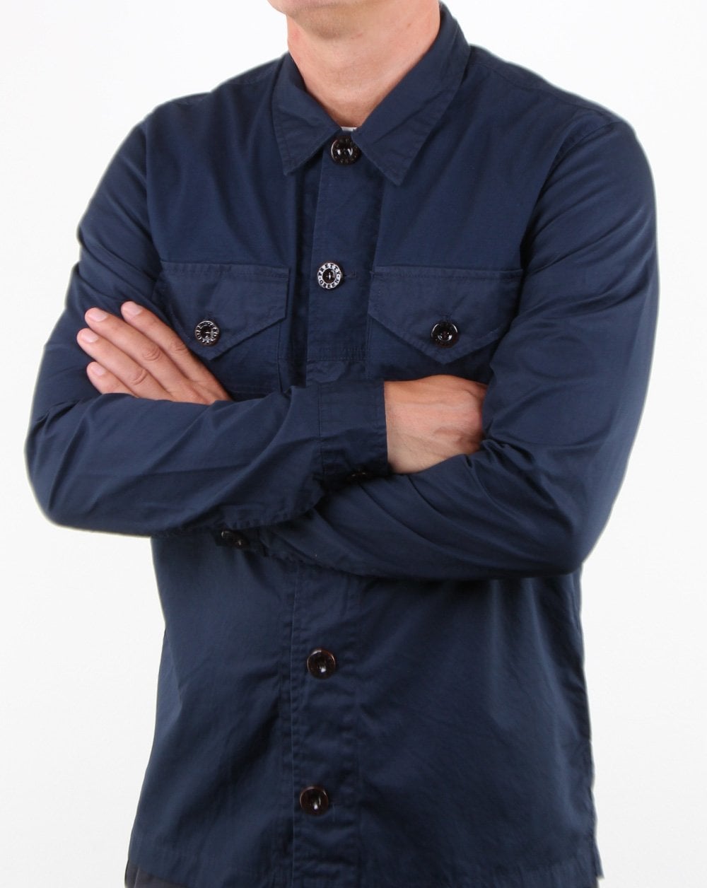 Pretty Green Robinia Long Sleeve Overshirt Navy