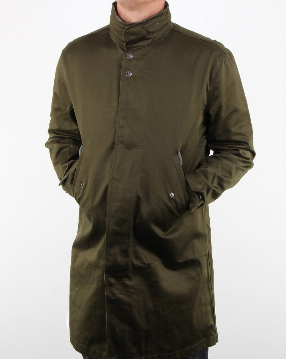 Pretty Green Collared Hooded Mac Khaki