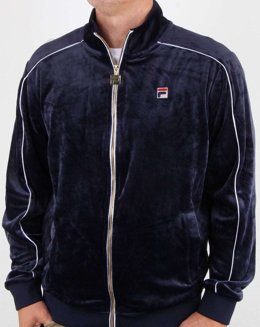 Fila Vintage Velour Piped Track Top Navy