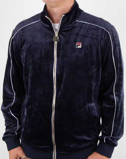 Fila Vintage Velour Piped Track Top Navy