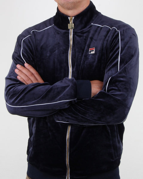 Fila Vintage Velour Piped Track Top Navy