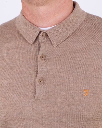 Farah Maidwell Knitted Polo Light Sand