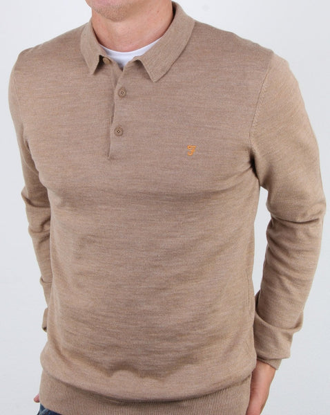 Farah Maidwell Knitted Polo Light Sand