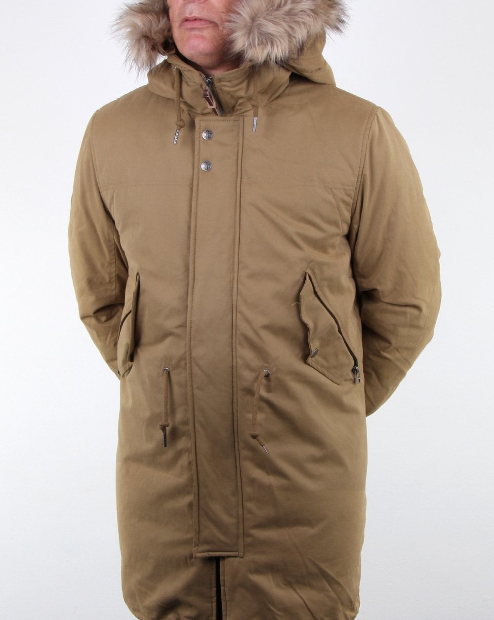 Pretty Green Hooded Parka Khaki