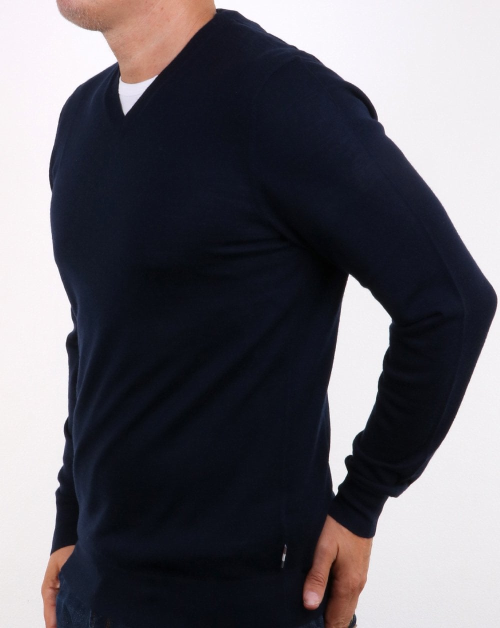 Aquascutum Helm Merino V Neck Navy