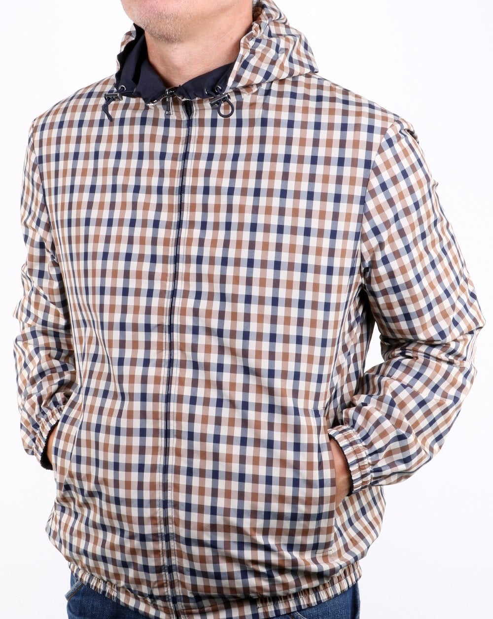 Aquascutum Tyne Hooded Reversible Jacket Navy