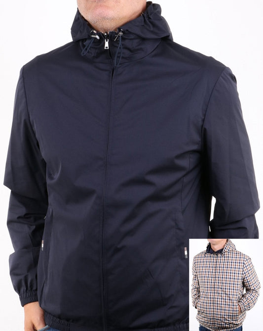 Aquascutum Aquascutum Tyne Hooded Reversible Jacket Navy