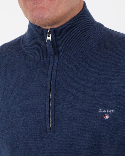 Gant Contrast Half Zip Knit Blue