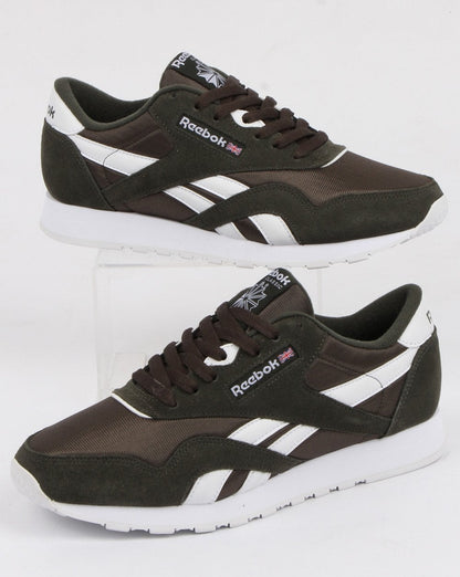Reebok Cl Nylon Trainers Dark Green/white