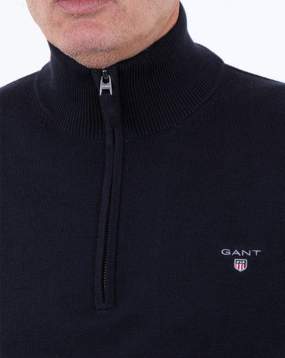 Gant Contrast Zip Knit jumper Navy