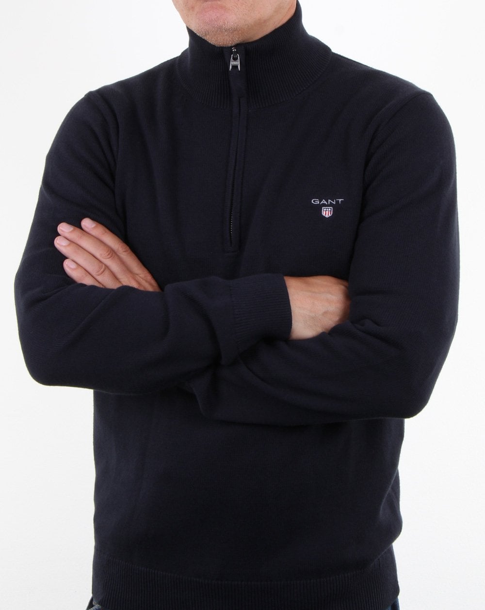 Gant Contrast Zip Knit jumper Navy