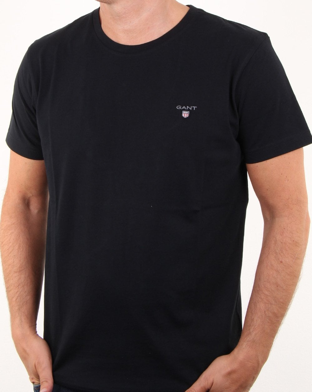 Gant Solid Crew Neck T Shirt Black
