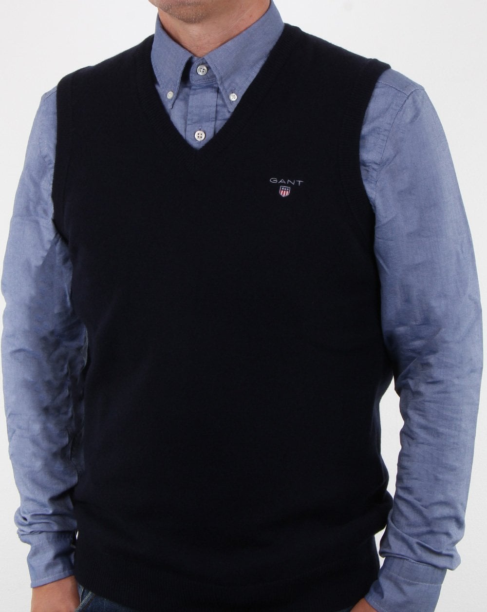 Gant Super Fine Lambswool Slipover Marine