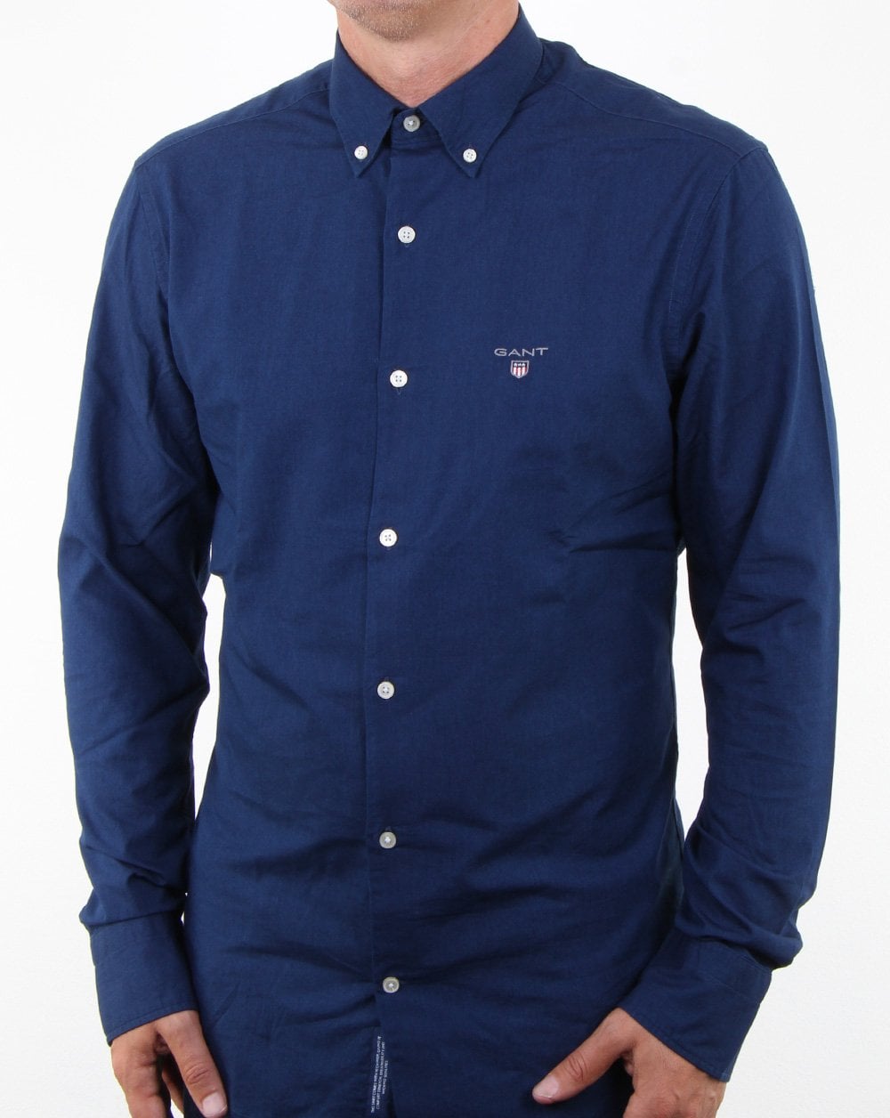 Gant Indigo Solid Button Down Shirt Dark Indigo