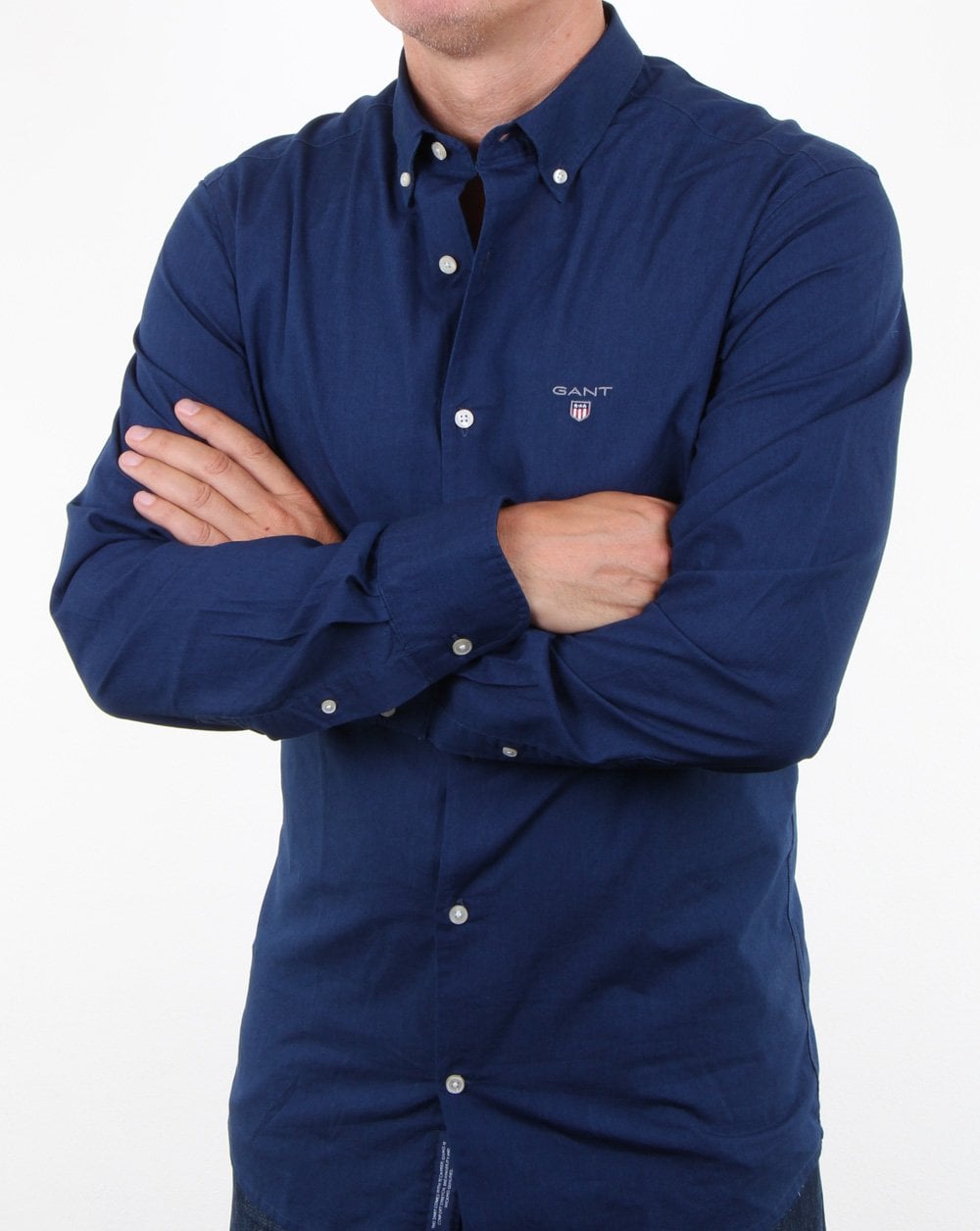 Gant Indigo Solid Button Down Shirt Dark Indigo