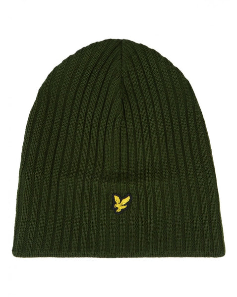 Lyle And Scott Knitted Rib Beanie Woodland Green