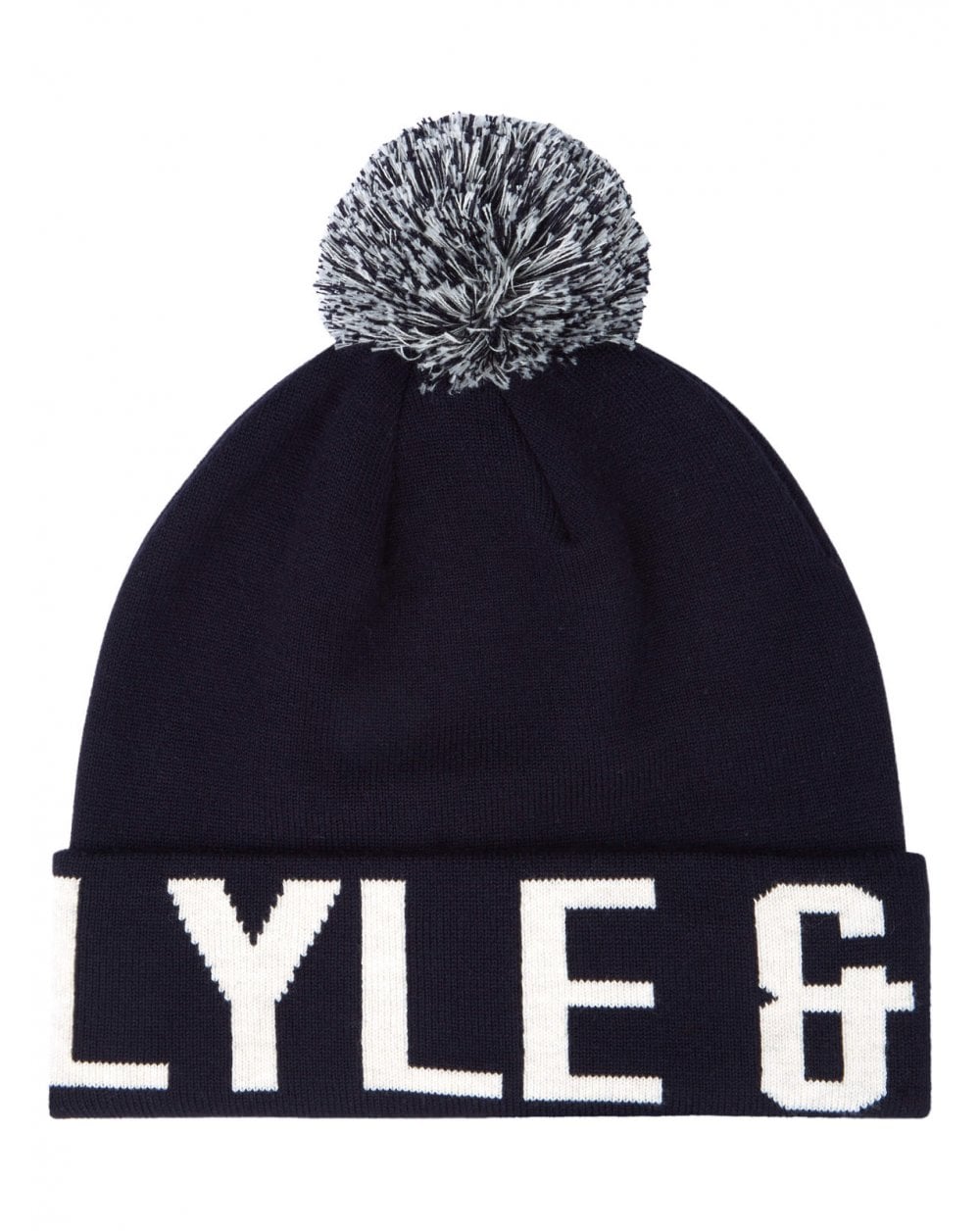 Lyle And Scott Block Logo Bobble Hat Navy