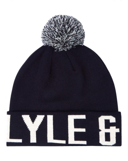 Lyle And Scott Block Logo Bobble Hat Navy