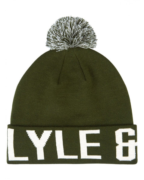 Lyle And Scott Block Logo Bobble Hat Woodland Green