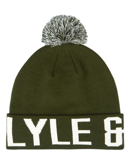 Lyle And Scott Block Logo Bobble Hat Woodland Green