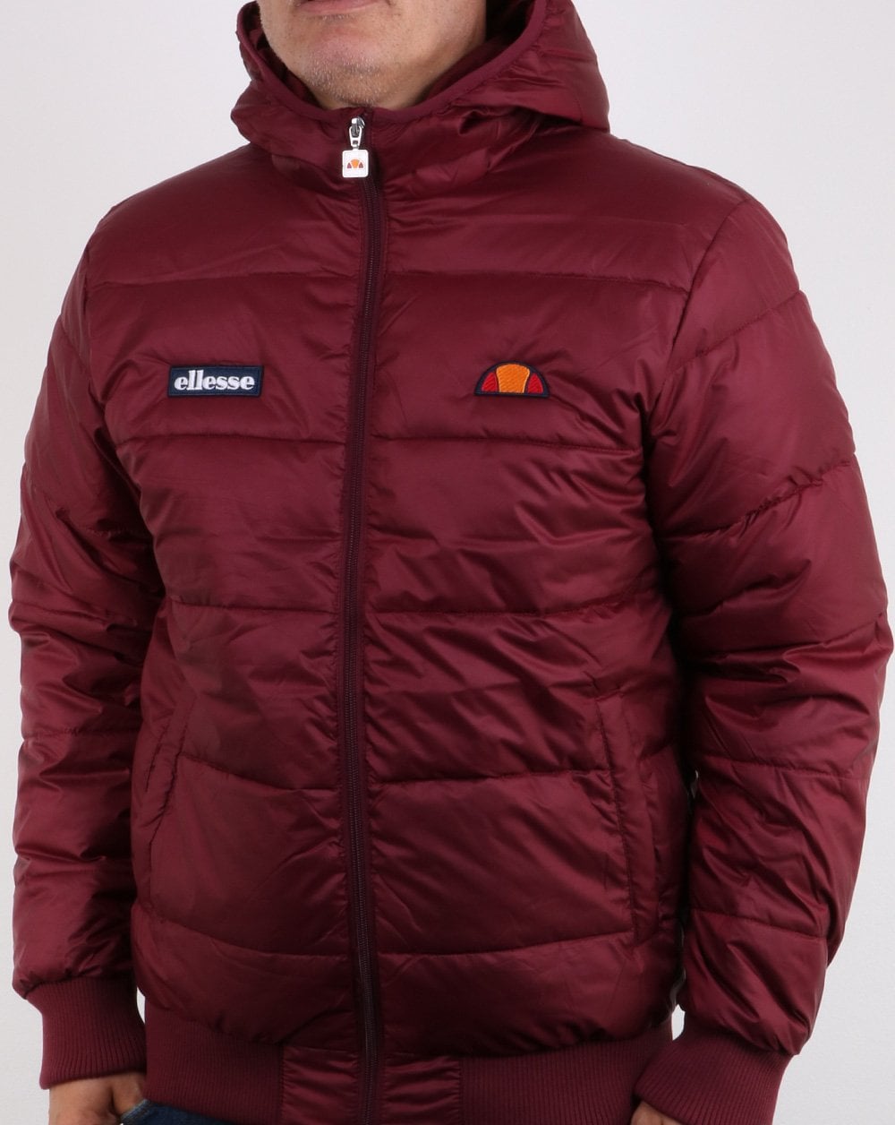 Ellesse Padded Bomber Jacket Burgundy