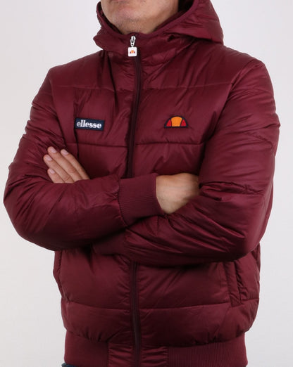Ellesse Padded Bomber Jacket Burgundy