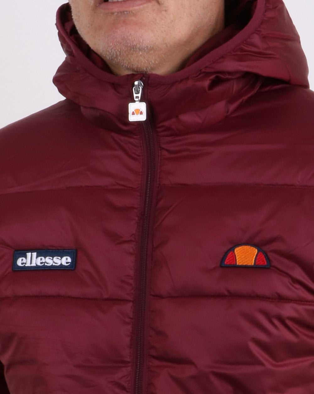 Ellesse Padded Bomber Jacket Burgundy